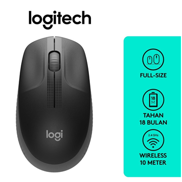 Logitech M190 Full Size Wireless Mouse - Charcoal